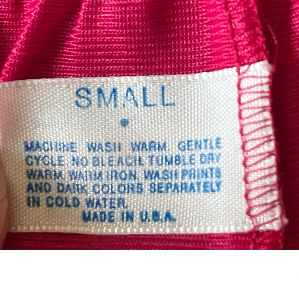 Vintage Lorraine Hot Pink Nylon Pajama Set Short Sleeve Button Front Small USA